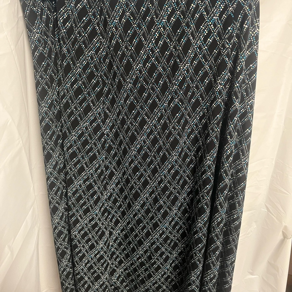 Nine & Co. Black and Blue Geometric Midi Skirt
